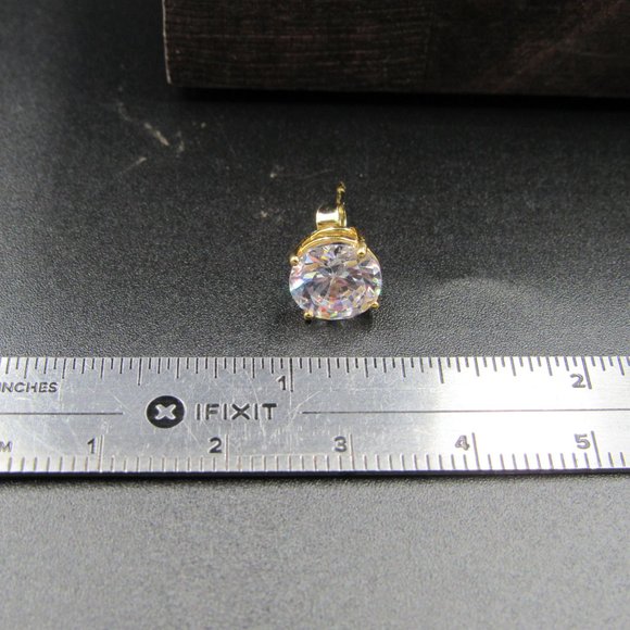 Sterling Silver Medium Size Clear CZ Gold Plated Stud Earrings Vintage - Picture 6 of 7